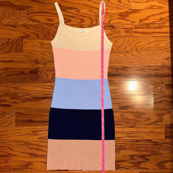Storia Multi Color Striped Ribbed Bodycon Mini Dress Size Small - Picture 14 of 14